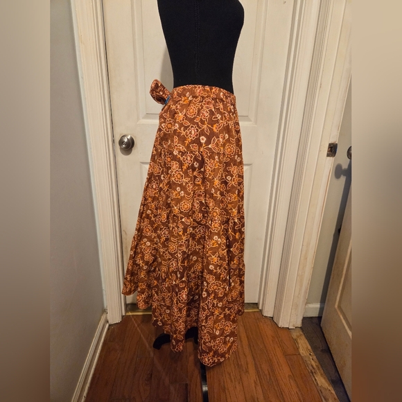 J. Crew Floral Orange Maxi Skirt - Picture 2 of 5